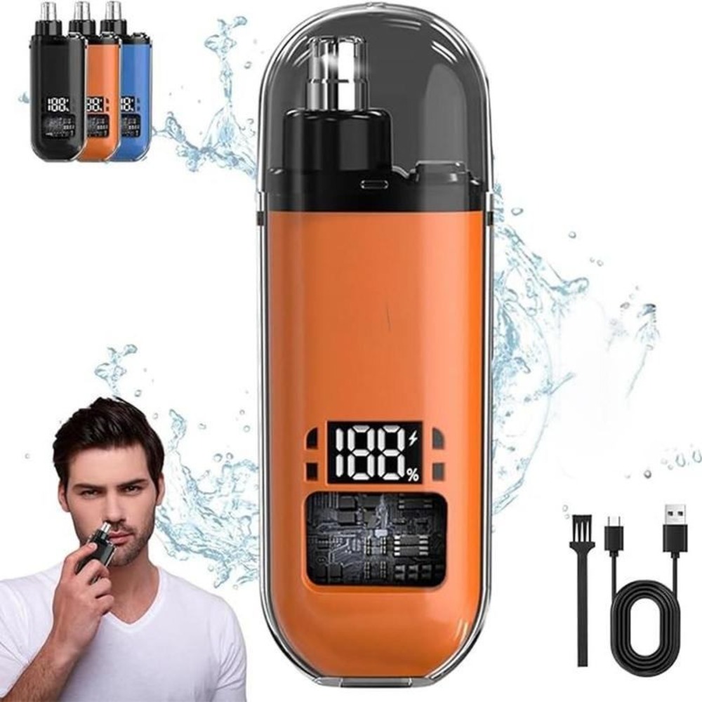 Electric Nose Hair Trimmer Rechargeable‎ Digital Display USB Charging Orange
